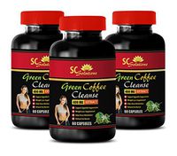Detox Health - Natural Green Coffee Bean Extract Cleanse 400 mg - Ginger Supplement - 3 Bottle 180 Capsules