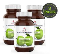 (3000mg) Premium Natural Hemp Sour Apple Gummies for Stress Anxiety Relief Immune Support Brain Heart Health Inflammation Relief Promotes Sleep Calm Made in USA by ame d'essence (Set of 3)