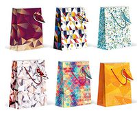 LARZN Triangle Patterns Family Premium Gift Bags,Medium (Family, Pack of 6 (one of Each Design))