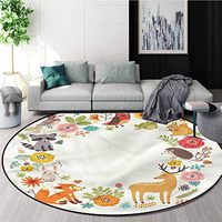 RUGSMAT Forest Anti-Skid Area Rug,Cartoon Wildlife Pattern Living Room Bedroom Study Soft Carpet Diameter-39