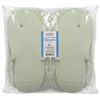ForPro Comfy Thong Slippers Sage, Disposable Foam Pedicure Slippers for Nail Salons and Spas, 12-Pair