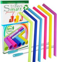 Reusable Straws - Silicone Straws for Tumblers, Smoothies - 6 Large Drinking Straws Gift Package + 2 Cleaning Brushes - ECO Friendly - Kids Safe - BPA Free - 30 oz Tumbler Rtic/Yeti Compatible