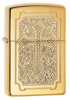 Zippo Armor Eccentric Cross Pocket Lighter, High Polish Brass