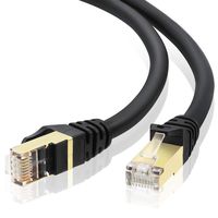 Network Cable 100FT/30M Outdoor CAT 7 Ethernet Cable,Cat7 Gigabit Cord Patch Cable RJ45 Gold Plated Lead Waterproof Ethernet Cable Direct Burial Network Cable(Round Black)