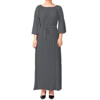 Other-sey Women Robe Abaya Islamic Muslim Middle East Maxi Dress Print Casual Long Sleeves Kaftan Evening Dress Party Dress Gray