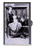 Victorian Woman with 2 Dogs Funny Sweet Antique Photo Decorative Pill Box