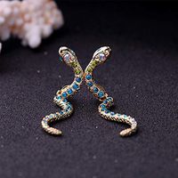 1set Accessories Fashion Cute Jewelry Stud Earrings Crystal Snake Earrings Blue Good Fine Women Womens Cheap Novelty Pendant Girls Pretty Brides Comfortable