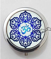 BlackKey Om Symbol Lotus Flower Yoga 3-Compartment Decorative Pocket Gift Box Case Organizer for Pill, Color 1-144