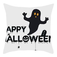 Bosji (17.72" x 17.72") Pillow Covers,Happy Halloween Decoration Bat Ghost Castle Throw Pillowcase Bedroom Decor Cloth Printed Zipper Sofa Pillow Case