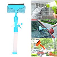 LUCKSTAR Glass Cleaner Wiper - 3-in-1 Windshield Cleaner Brush Glass Wiper Squeegee Washer Cleaner with Microfiber Scrubber Spray Bottle for Window Shower Floor Car Home and Office Glass (Blue)