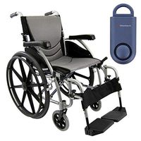 Karman S-Ergo 115 Ultra Lightweight Ergonomic Wheelchair | Seat Size 18" X 17" | Swing Away Footrest | Fixed Wheels and Mag Wheels in Silver & Free 130 dB Matte Blue Personal Safety Alarm/Siren!