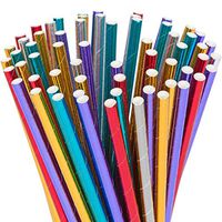 YouShop Biodegradable Paper Straws 100-Pack - Colorful Drinking Straws for Party Supplies, Birthday Party, Smoothies, Juices, Shakes, Decorations (Glossy Red + Pink Lilac + Gold + Silver + Teal Blue)