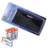 MaximalPower FCAA-8A+AA8B-1600 8 x AA 1600mAh Ni-Mh Rechargeable Batteries and 8 Ports AA AAA Ultra Fast Charger Combo (Black)