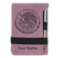 Mini Notepad, Flag of Mexico, Personalized Engraving Included (Pink)