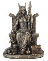 7.5" Frigga Sitting on Throne Statue Norse Goddess Mythology Sculpture Figure