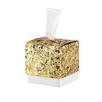 Tongshi Gold Glitter Favor Candy Boxes for Wedding Party Baby Shower Gift Boxes, Set of 50