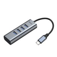 USB C Hub 3.0, Baseus Aluminum USB Type-C Hub 3.0 with 60W PD Charging Port and 4 USB3.0 Ports, USB C to Power Delivery Charging Port Adapter for MacBook Pro, Chromebook, XPS, Galaxy S10/S9, and More