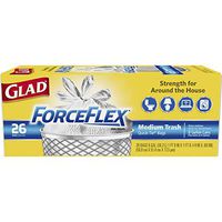 Glad Medium Quick-Tie Trash Bags - ForceFlex 8 Gallon White Trash Bag, Unscented - 26 Count Each (Pack of 12)