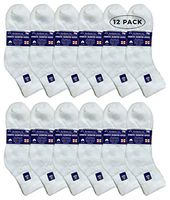 Yacht & Smith King Size Loose Fit Non-Binding Soft Cotton Diabetic Crew & Ankle Socks, Bulk Value Pack (12 Pack White Ankle, King (13-16))