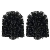 mDesign Replacement Toilet Bowl Brush Head, Easy Screw-On Design for Bathroom Storage - Sturdy Stiff Bristles Make Deep Cleaning Simple - 2 Pack - Black