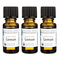 Swanson Certified Organic Lemon Essential Oil 0.5 fl Ounce (15 ml) Liquid (3 Pack)