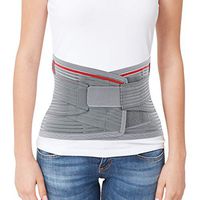 ORTONYX Lumbar Support Belt Lumbosacral Back Brace – Ergonomic Design and Breathable Material - L/XXL (Waist 39.7"-47.6") Gray/Red