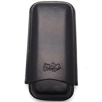 Leather Cigar Pouch for 3 - Authentic Full Grade Buffalo Hide Leather - Black