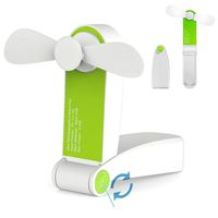 Handheld Mini Fan Portable Folding Pocket Fan USB Rechargeable or Battery Operated Desk Fan Small Travel Fans for Home, Travel, Camping (Green)