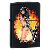 Zippo Lighter - Checker Pinup Black Matte