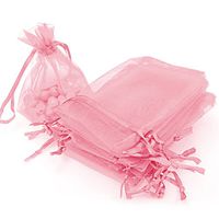 Akstore 100pcs 3.6x4.8''(9x12cm) Organza Gift Bags, Drawstring Pouches Jewelry Party Wedding Favor Gift Bags,Candy Bags. (Pink)
