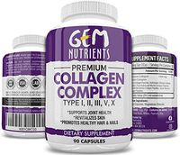 Collagen Peptides Supplements by Gem Nutrients – Premium Hydrolyzed Collagen Capsules for Women and Men – Anti-Aging, Joint Support – Healthy Skin, Hair, Nails – 90 Tablets