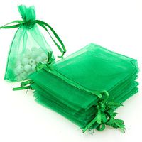 Akstore 100pcs 3.6x4.8''(9x12cm) Organza Gift Bags, Drawstring Pouches Jewelry Party Wedding Favor Gift Bags,Candy Bags. (Green)