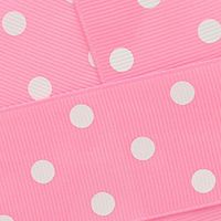 7/8" Grosgrain Ribbon White Dots 143 Bubblegum Pink 5yd