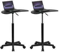 Flash Furniture Height Adjustable Mobile Laptop Computer Desk with Black Top (Pack of 2)
