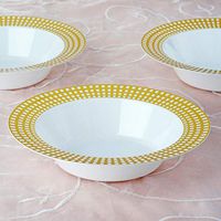 Efavormart 20 Pcs - White w/Gold Hot Stamped Round 12oz Disposable Plastic Bowl For Wedding party Catering Home use