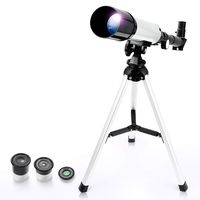 Telescope for Kids, Merkmak Educational Toy for Beginners Science Plastic Tools with Tripod and 3 Magnification Eyepieces 360/50mm Spotting Scope (Silver)