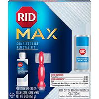 RID MAX Complete Lice Removal Kit, Easy-to-Use, Includes 1 RIDvantage Comb (100% Effective at Getting RID of Lice, Super Lice & Eggs), 1 Solution (4 oz) & 1 Home Spray (3 oz)