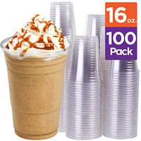 Stack Man Clear Disposable Plastic-Cups 16 oz. [100 Pack] Ultra PET Cold Drinks, Perfect Use for Party, Beer, Smoothies, Premium Quality