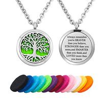 Jesse Ortega Tree of Life Essential Oil Diffuser Necklace for Women Men Aromatherapy Pendant Stainless Steel Locket Pendant (Tree 9)