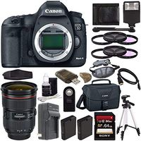Canon EOS 5D Mark III DSLR Camera (Body Only) + Canon EF 24-70mm f/2.8L II USM Lens + Battery + Charger + Sony 64GB SDXC Card + Canon EOS Shoulder Bag 100ES + Tripod + Flash + Remote + HDMI Bundle