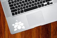 Hibiscus Flower - D2 - Trackpad/Keyboard - Vinyl Decal 2015 Yadda-Yadda Design Co. (2.25" w x 2.25" h) (White)