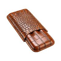 Crocodile Pattern Cigar Box Cedar Wood Travel Portable High Quality Leather Accommodate 3 Cigarette Men's Gift Handmade Waterproof Luxury Accessories Cigar Humidor (Color : Brown-2)