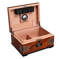 Humidors Cigar Double Cigar Storage Box Large Capacity Moisturizing Cabinet Can Hold 50 Equipped with Humidifier and Hygrometer (Color : Brown, Size : 2215.829.5cm)