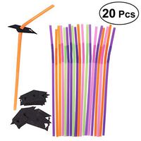 OULII 20pcs Graduation Cap Flexible Bendable Plastic Straws Decorative Cocktail Drinking Straws for Graduation Party Decoration Supplies (Assorted Color)