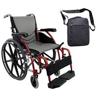 Karman S-Ergo 115 Ultra Lightweight Ergonomic Wheelchair | Seat Size 18" X 17" | Swing Away Footrest | Fixed Wheels and Mag Wheels in Red & Free Front Zip Pocket Bag Black!