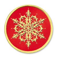 Blue and White Snowflake Embossed Foil Seals, 48 Count (Gold/Red)