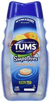 Tums Smoothies Smoothies Assorted Fruit Antacid chewable Tablets for Heartburn Relief, Asst Fruit, 140 Count