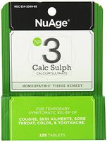 NuAge Homeopathic #3 Calcium Sulphate Tablets, Natural Relief of Coughs, Skin Ailments, Sore Throat, Colds & Toothache, 125 Count