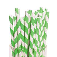 Lime Green Striped Straws (24 Pack) 7 3/4". Paper