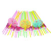 Blulu 50 Pieces Umbrella Disposable Bendable Drinking Straws for Luau Parties, Bars, Restaurants